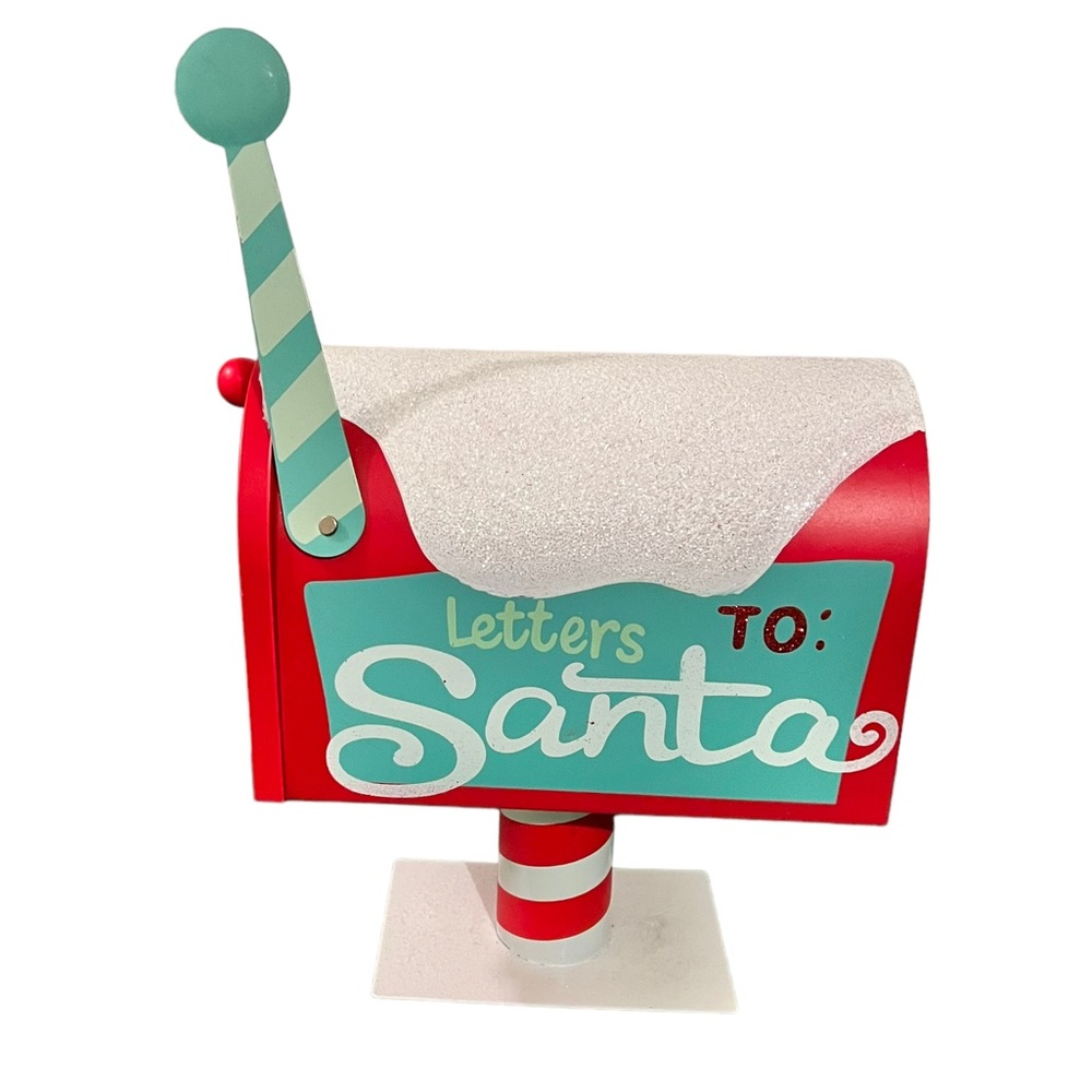 Letters To Santa Only Christmas Holiday Metal Mailbox Red (PREOWNED) Decor